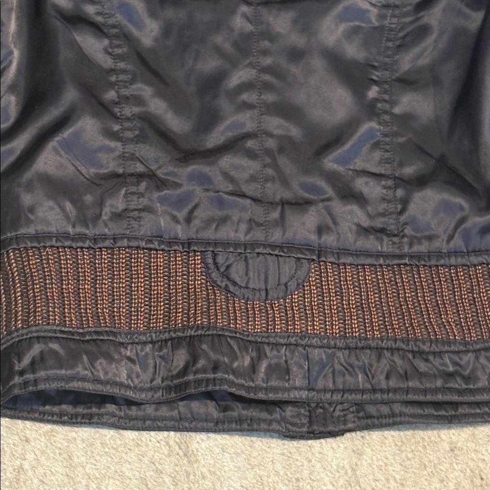 Fu Shi black nylon jacket with brown woven trim S - Picture 7 of 10